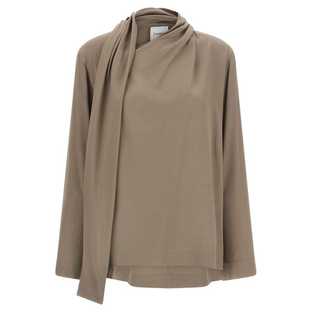 Nude Women Draped Panel Blouse